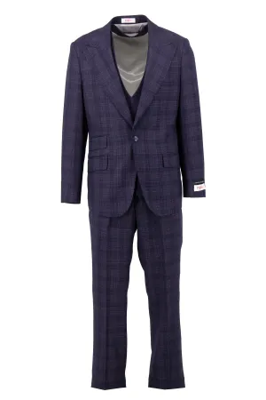 Tiglio Rosso Orvietto Purple Checkered Semi Wide Leg TL7548