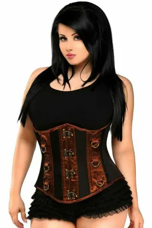 Top Drawer Black & Brown Steel Boned Underbust Corset