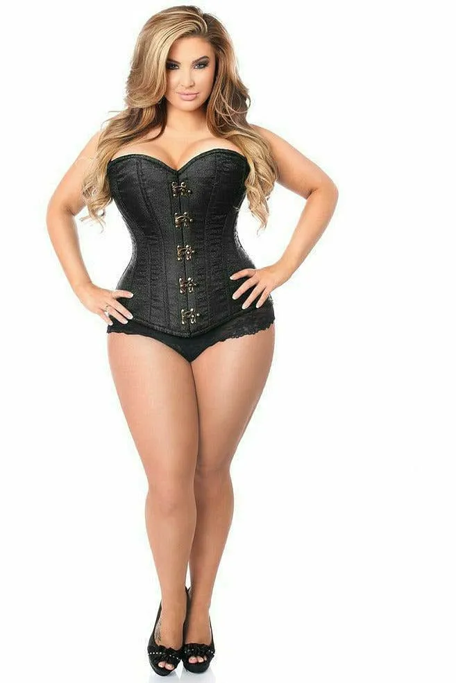 Top Drawer Black Brocade Steel Boned Corset w/Clasp Closure