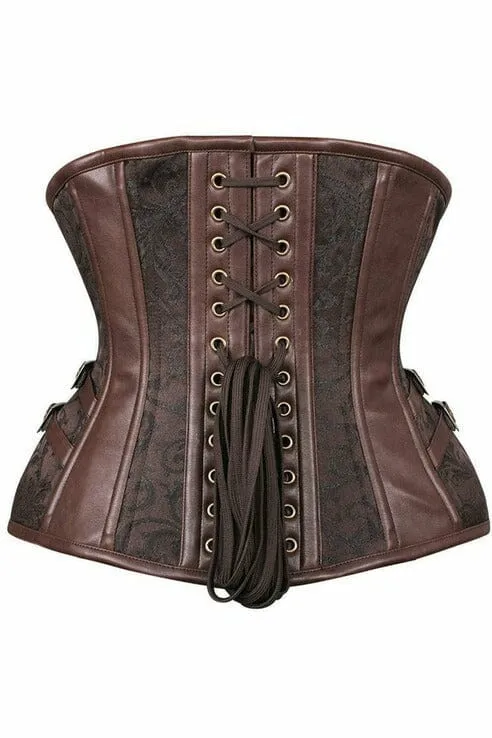 Top Drawer Brown Brocade Steampunk Steel Boned Underbust Corset