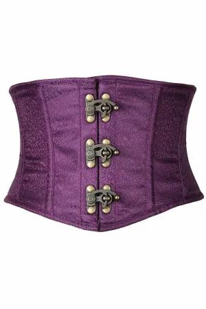 Top Drawer Plum Brocade Steel Boned Mini Cincher w/Clasps
