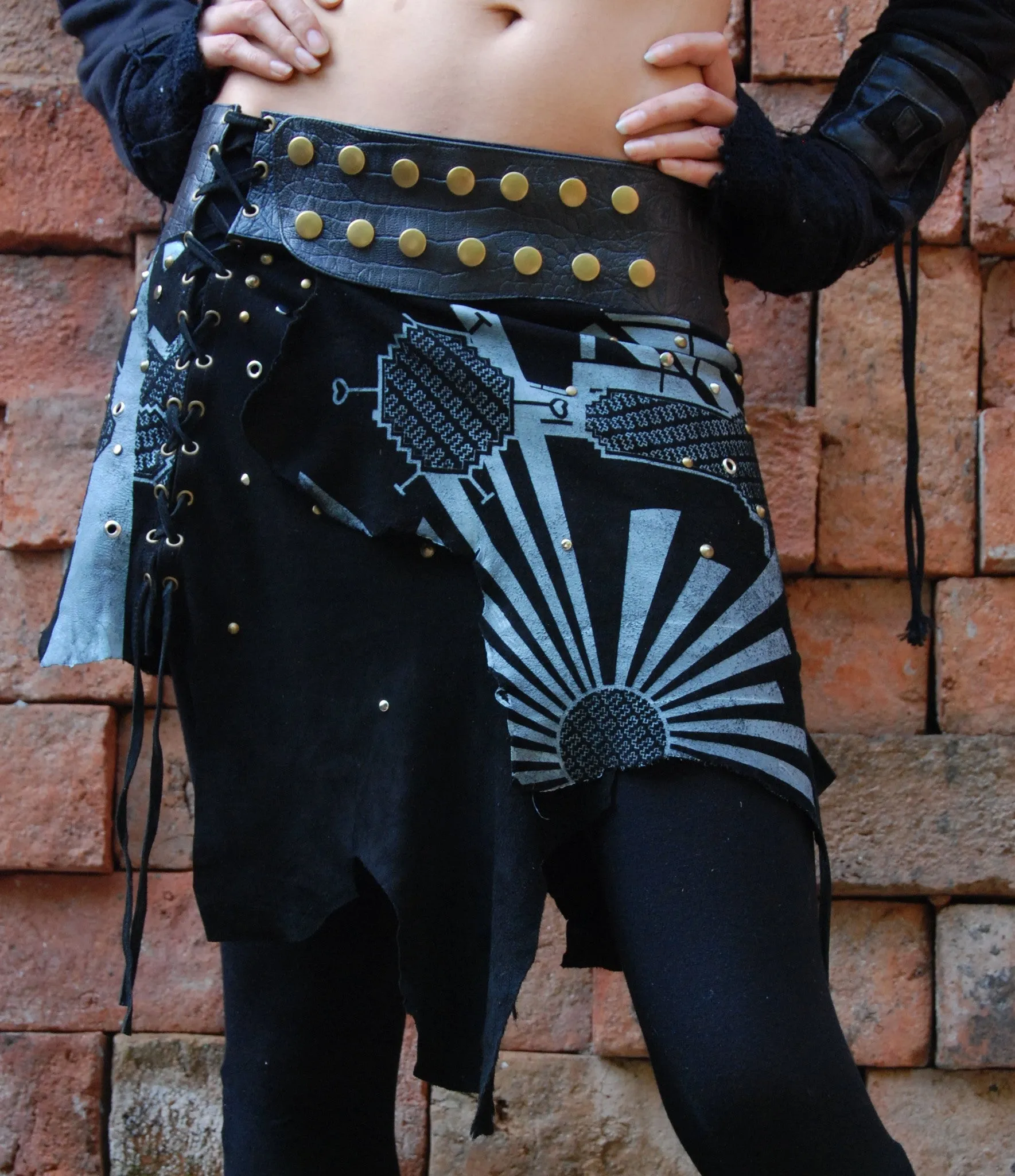 Tribal Leather Wrap - Mid Length Unisex One Size Fits All