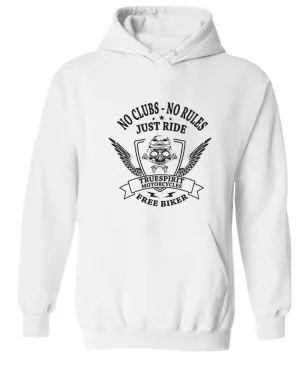 Truespirit motorcycle, no clubs, no rules hoodie