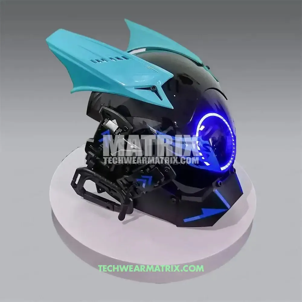 Turquoise Cyberpunk Helmet for Futuristic