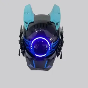 Turquoise Cyberpunk Helmet for Futuristic