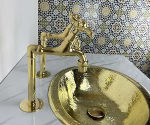 Unlacquered Brass Single Hole Faucet - Dual Hot and Cold Water Handles