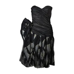 VICKY TIEL Black Cocktail Dress with Metallic Accents Size Small