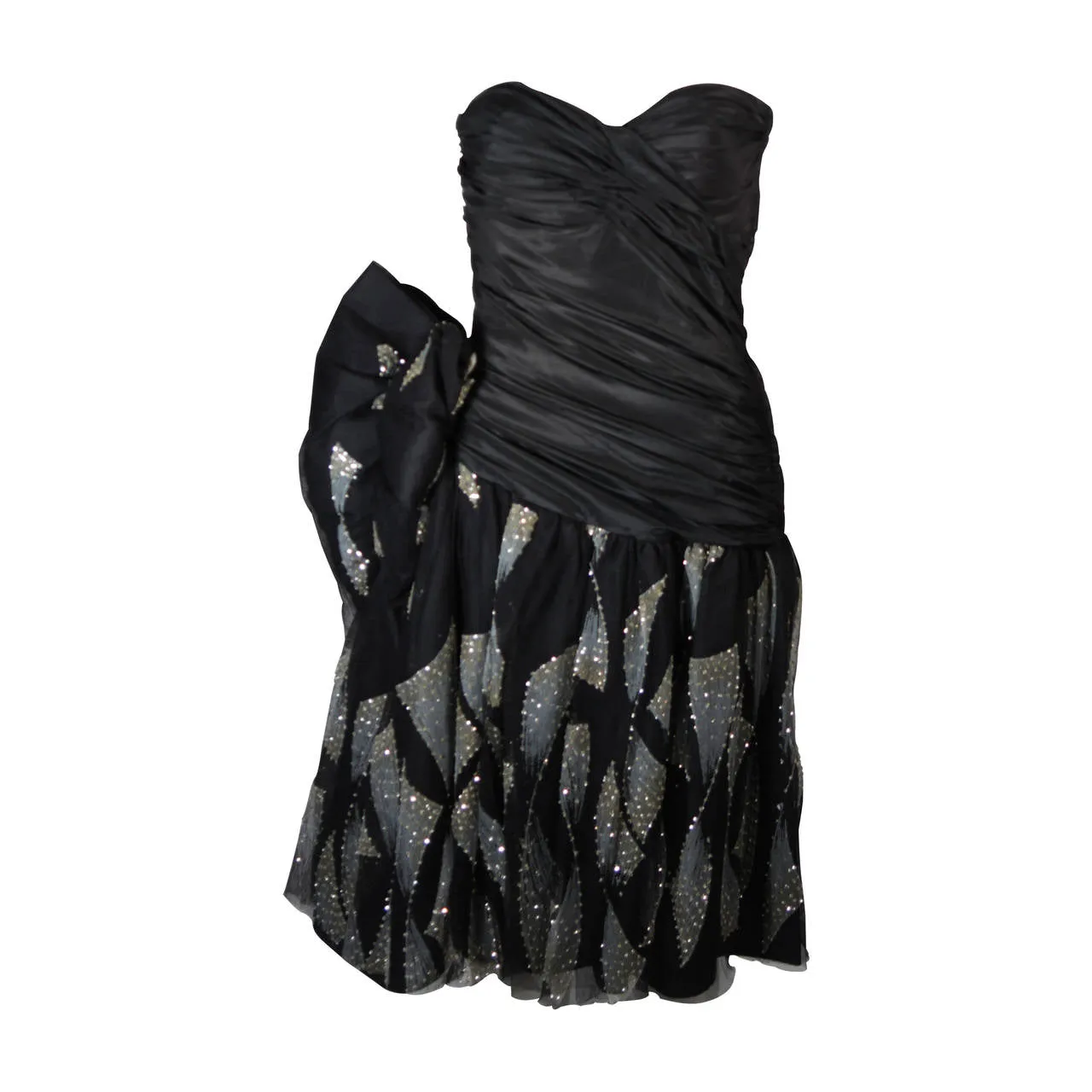 VICKY TIEL Black Cocktail Dress with Metallic Accents Size Small