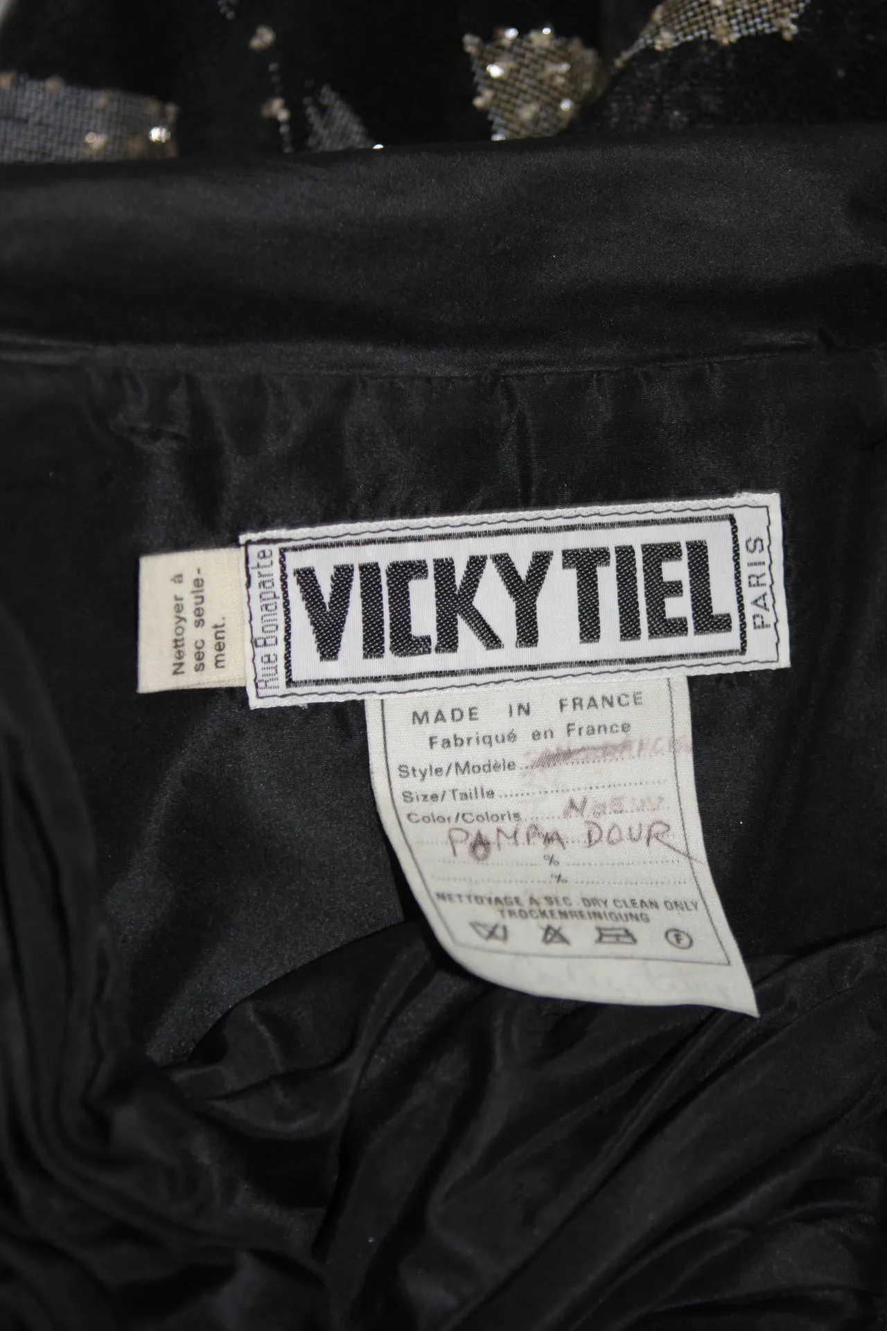 VICKY TIEL Black Cocktail Dress with Metallic Accents Size Small