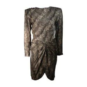 VICKY TIEL Silk Snakeskin Cocktail Dress with Draping Size Small