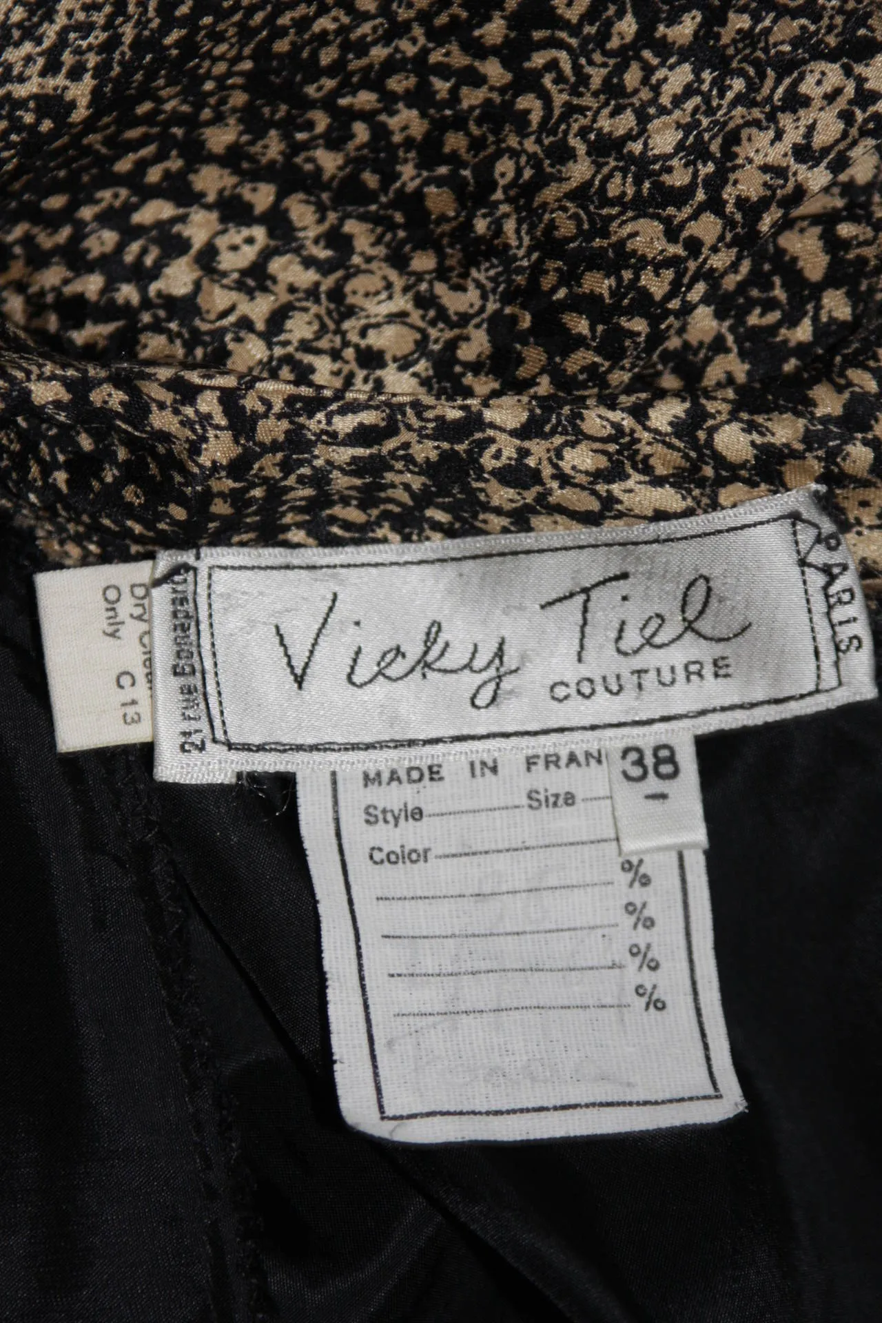 VICKY TIEL Silk Snakeskin Cocktail Dress with Draping Size Small