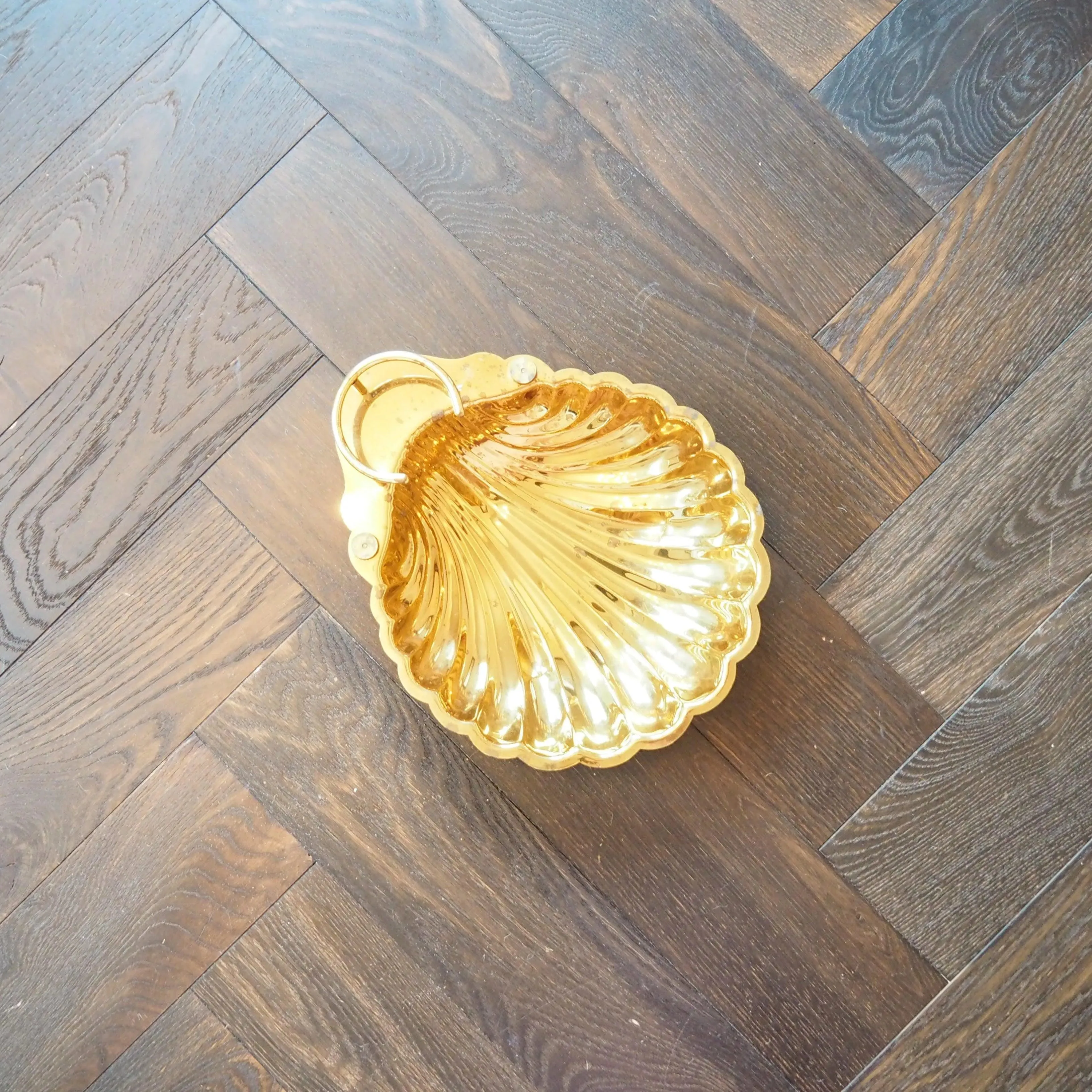 Vintage Brass Sea Shell Trinket Tray - Large