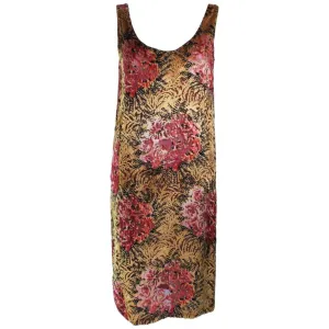 VINTAGE Circa 1940s Floral Pattern Velvet Cocktail Dress Size 4-6