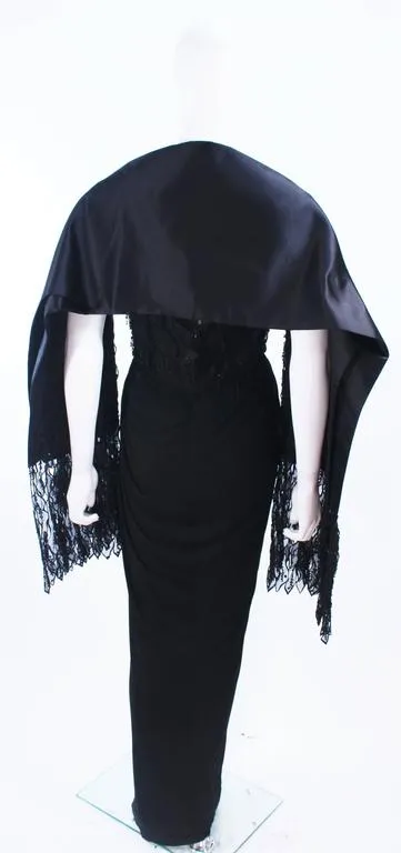 VINTAGE Circa 1960s Black Silk Jersey Gown Size 4