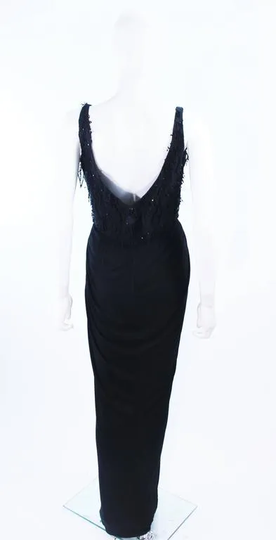 VINTAGE Circa 1960s Black Silk Jersey Gown Size 4