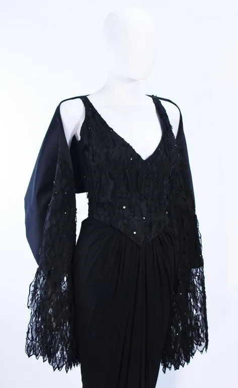 VINTAGE Circa 1960s Black Silk Jersey Gown Size 4