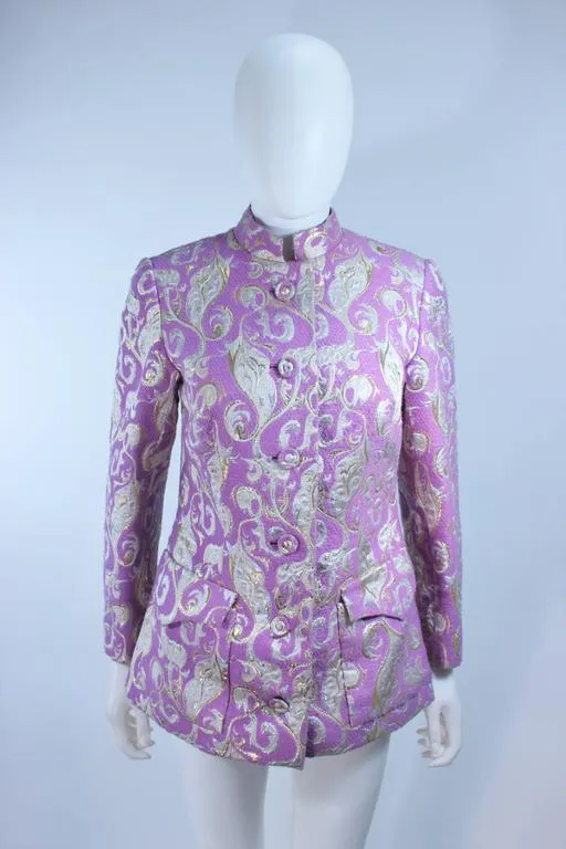 VINTAGE Circa 1960s Purple Wool Metallic Maxi Skirt Set Size 10