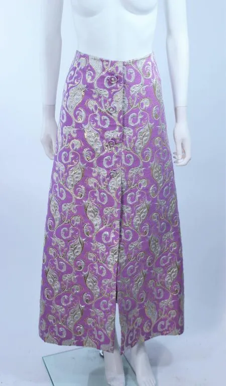 VINTAGE Circa 1960s Purple Wool Metallic Maxi Skirt Set Size 10
