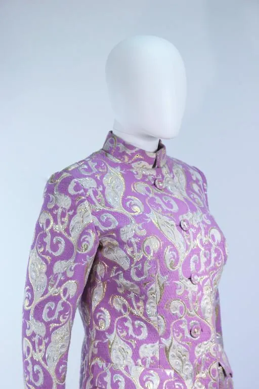 VINTAGE Circa 1960s Purple Wool Metallic Maxi Skirt Set Size 10
