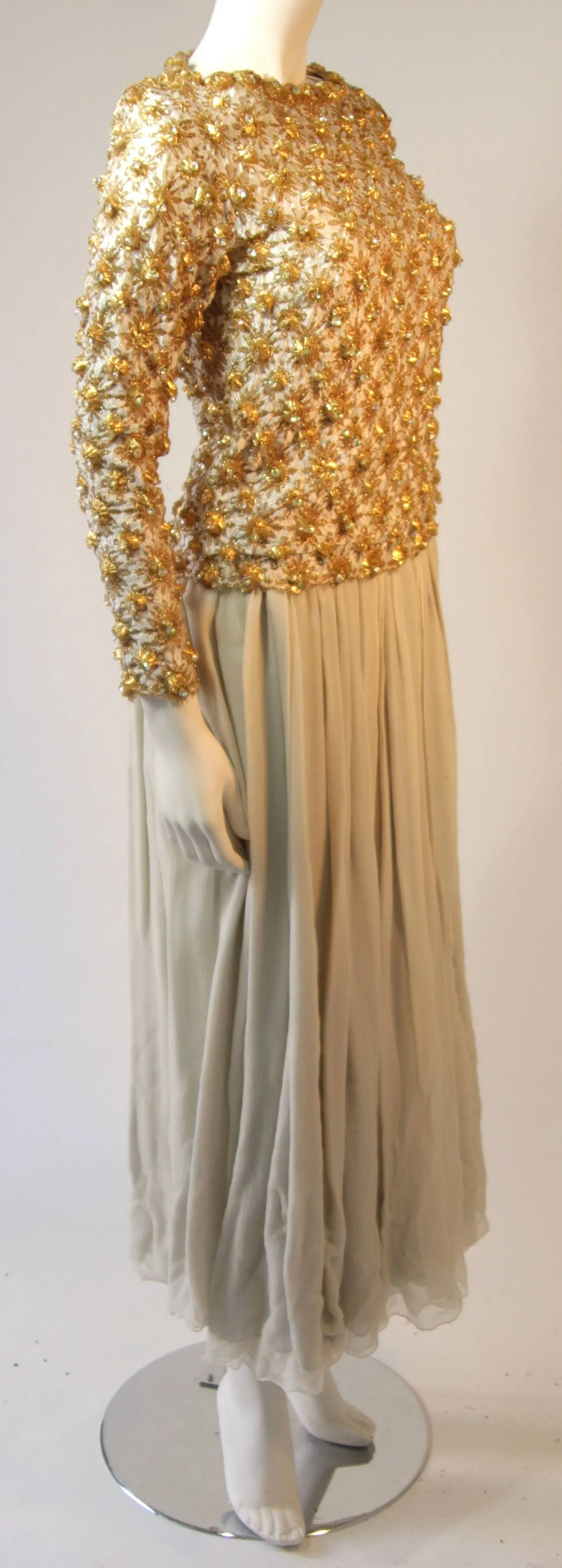 VINTAGE Gold and Chiffon Embellished 2 pc Gown