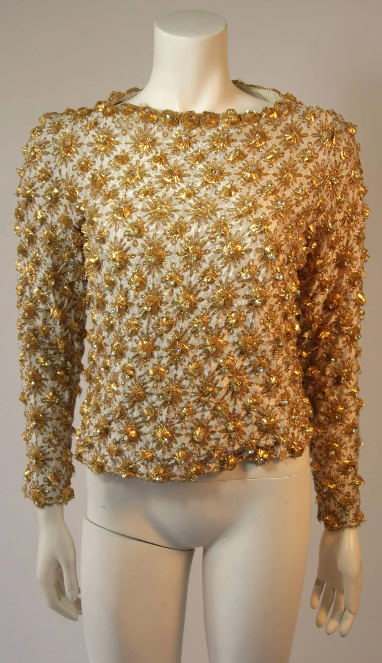 VINTAGE Gold and Chiffon Embellished 2 pc Gown