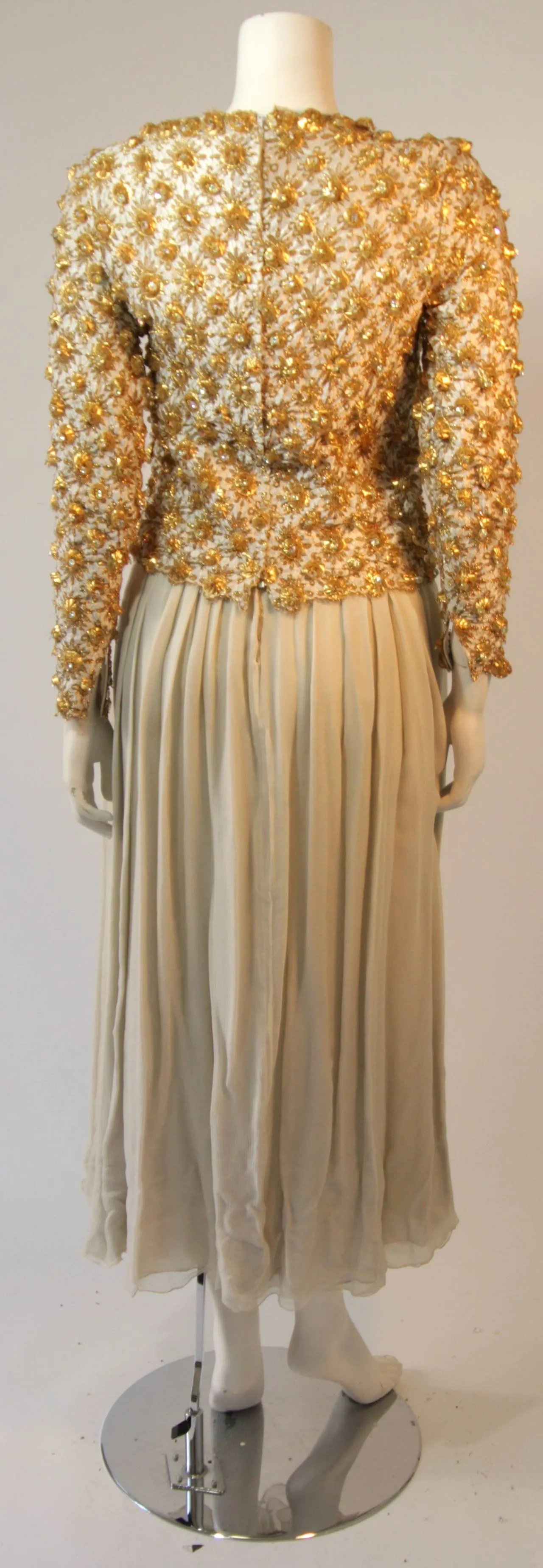VINTAGE Gold and Chiffon Embellished 2 pc Gown