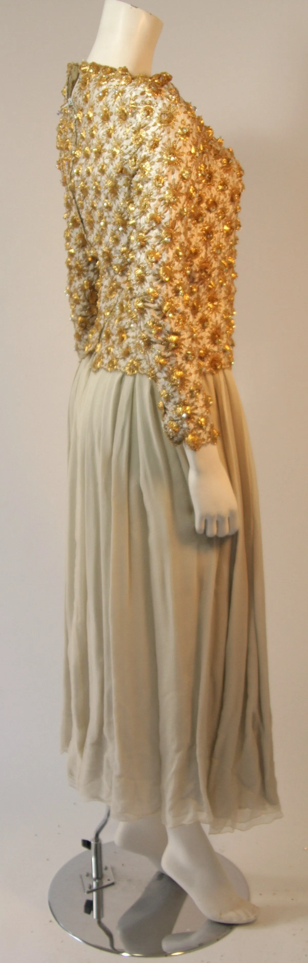 VINTAGE Gold and Chiffon Embellished 2 pc Gown