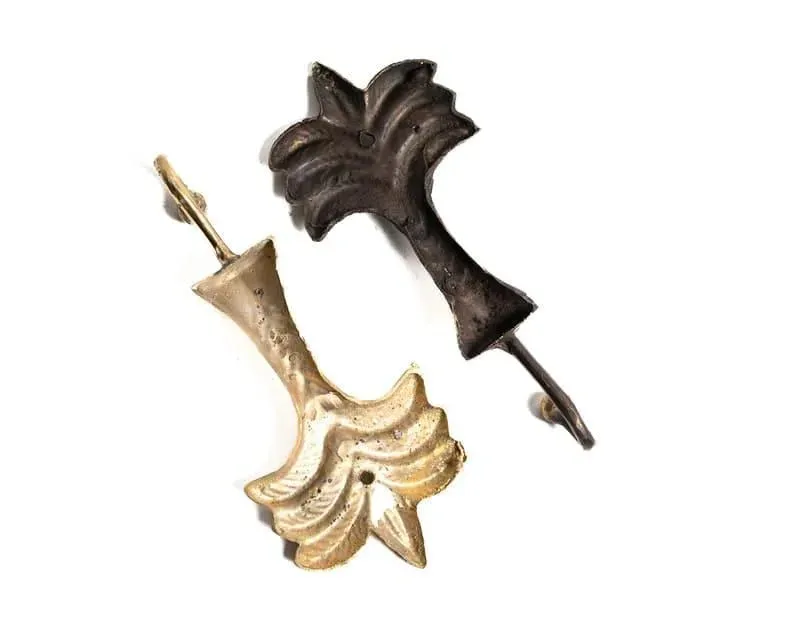 Vintage Inspired Solid Brass Palm Tree Wall Hooks - 2 pcs