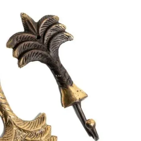 Vintage Inspired Solid Brass Palm Tree Wall Hooks - 2 pcs