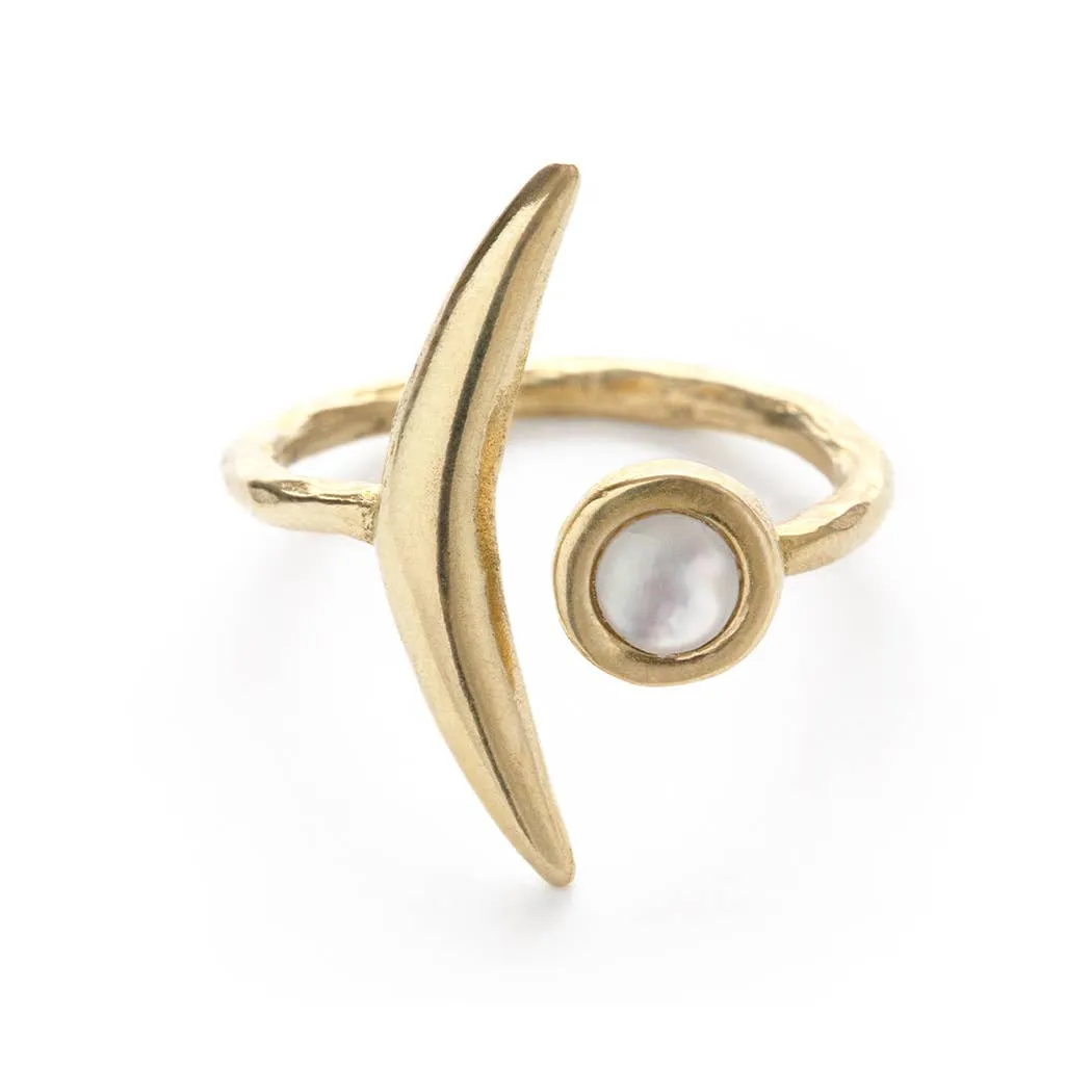 WANING CRESCENT RING