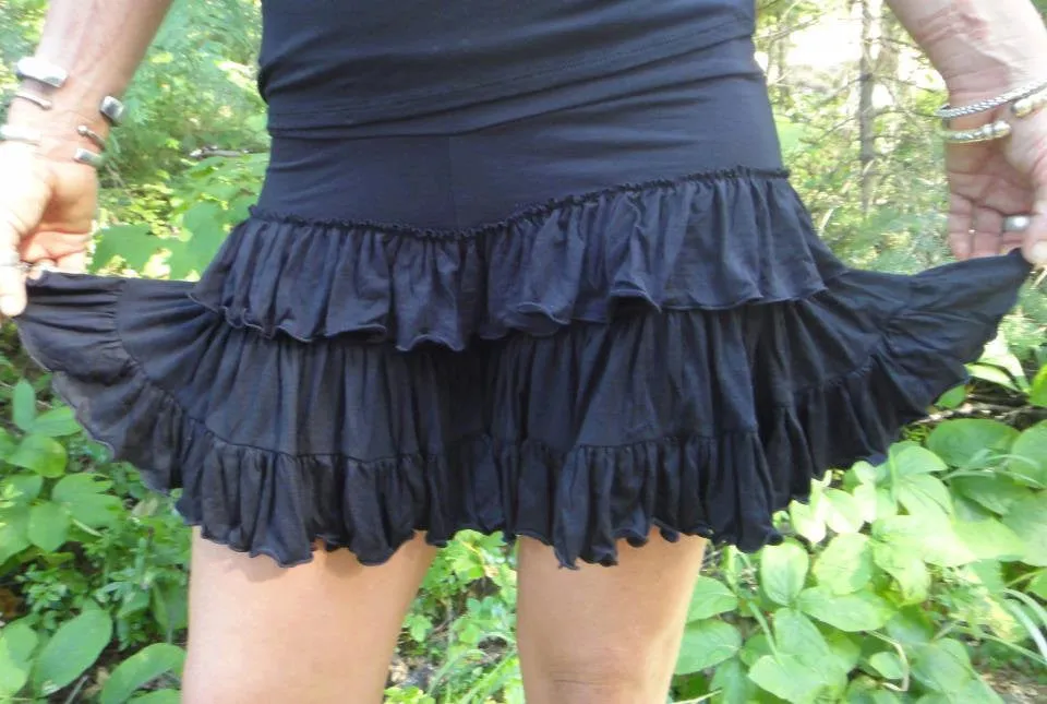 Womens Skort - SMALL - Steampunk Burning Man Stripe Ruffle Victorian Comfortable Festival Skort Practical Fashion Bloomers Sassy Skort