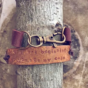 you are beginning to damage my calm // leather and copper double wrap bracelet